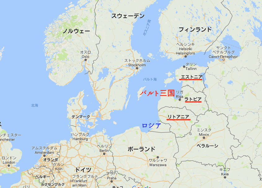 世界一周　バルト三国　エストニア　ラトビア　リトアニア　地図